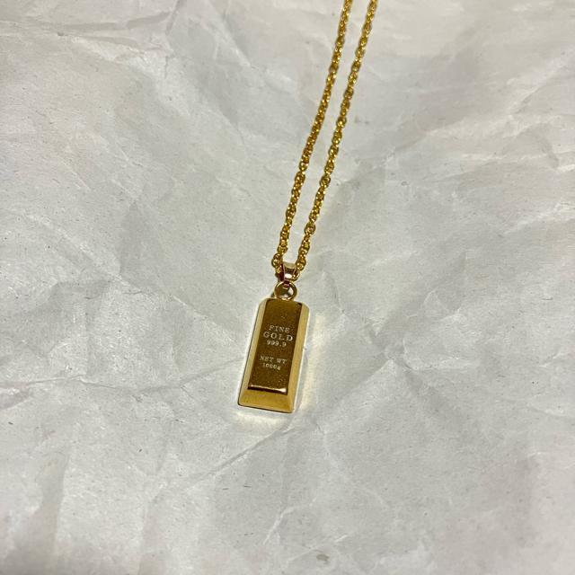 【ノーブランド扱い】 インゴットモチーフ / ゴールドメッキ ネックレス ペンダント < 男性アクセサリー/時計 【ノーブランド扱い】 インゴットモチーフ / ゴールドメッキ ネックレス ペンダント < 男性アクセサリー/時計の