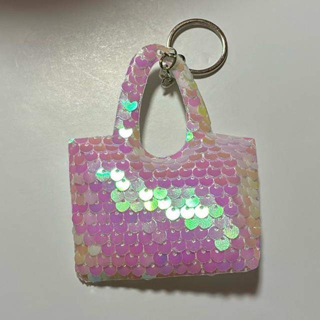 バッグ型スパンコールキーホルダー☆ホワイトピンク < 女性ファッション バッグ型スパンコールキーホルダー☆ホワイトピンク < 女性ファッションの