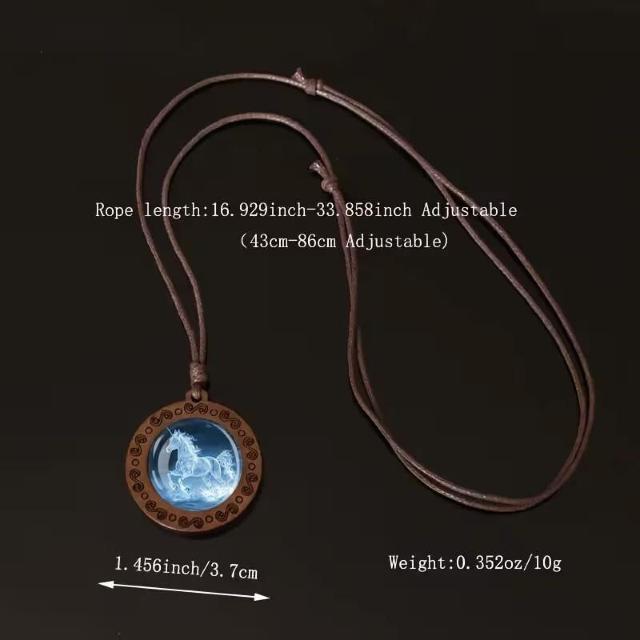 調節可能な紐木で出来ているペンダントトップユニコーンネックレスジュエリー < ホビー 調節可能な紐木で出来ているペンダントトップユニコーンネックレスジュエリー < ホビーの