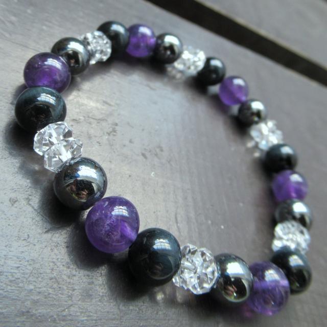 アメジストxホークアイxへマタイトブレスレット < 男性アクセサリー/時計 アメジストxホークアイxへマタイトブレスレット < 男性アクセサリー/時計の