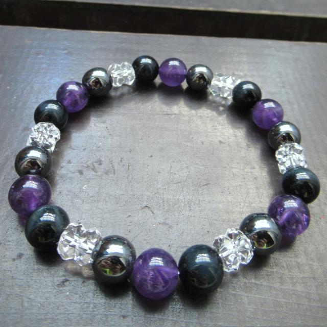 アメジストxホークアイxへマタイトブレスレット < 男性アクセサリー/時計 アメジストxホークアイxへマタイトブレスレット < 男性アクセサリー/時計の