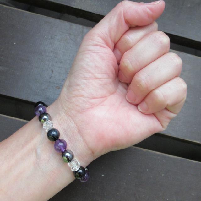 アメジストxホークアイxへマタイトブレスレット < 男性アクセサリー/時計 アメジストxホークアイxへマタイトブレスレット < 男性アクセサリー/時計の