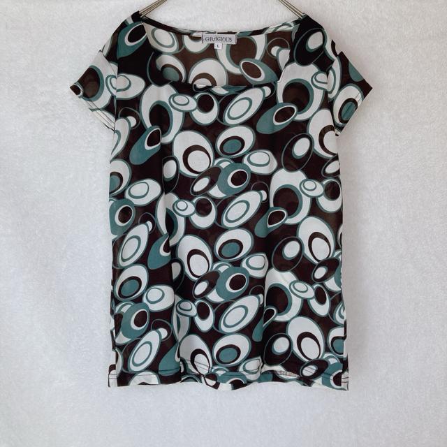 GRACIOUS キャップスリーブ 総柄 透け感 重ね着 トップス L N2m < 女性ファッション GRACIOUS キャップスリーブ 総柄 透け感 重ね着 トップス L N2m < 女性ファッションの