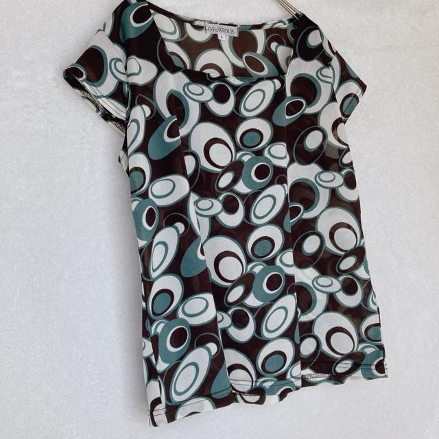 GRACIOUS キャップスリーブ 総柄 透け感 重ね着 トップス L N2m < 女性ファッション GRACIOUS キャップスリーブ 総柄 透け感 重ね着 トップス L N2m < 女性ファッションの