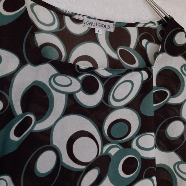 GRACIOUS キャップスリーブ 総柄 透け感 重ね着 トップス L N2m < 女性ファッション GRACIOUS キャップスリーブ 総柄 透け感 重ね着 トップス L N2m < 女性ファッションの