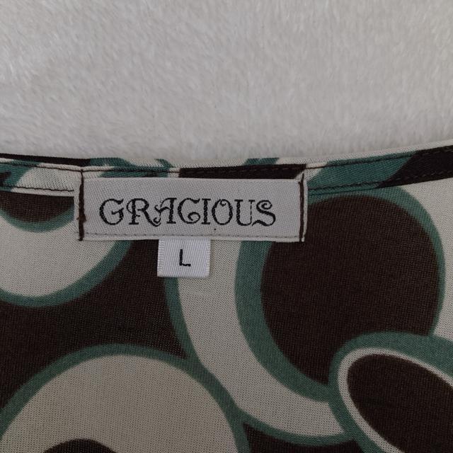 GRACIOUS キャップスリーブ 総柄 透け感 重ね着 トップス L N2m < 女性ファッション GRACIOUS キャップスリーブ 総柄 透け感 重ね着 トップス L N2m < 女性ファッションの