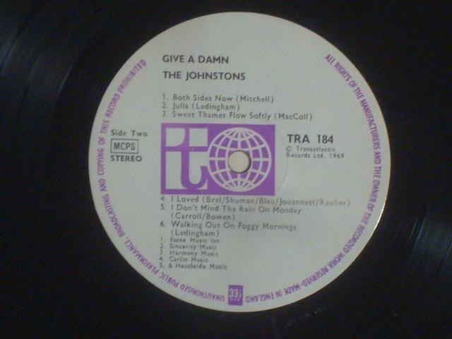 GIVE A DAMN / THE JOHNSTONS UK.orgLP < CD/DVD/ビデオ  GIVE A DAMN / THE JOHNSTONS UK.orgLP < CD/DVD/ビデオの