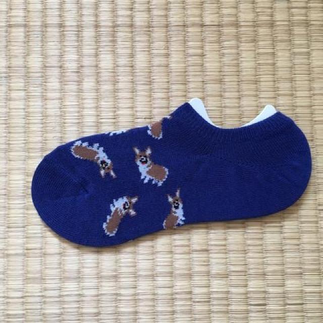 コーギー犬柄ベリーショート丈ソックス < 女性ファッション  コーギー犬柄ベリーショート丈ソックス  < 女性ファッションの