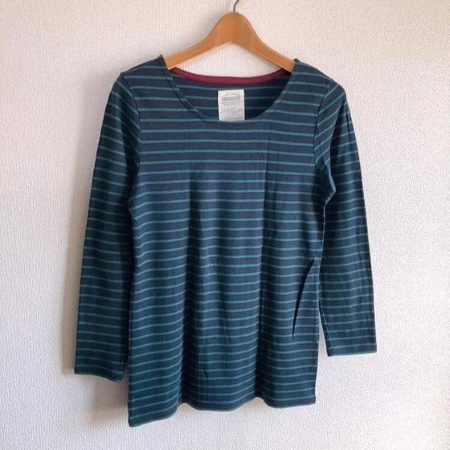 ◆定番!!ボーダーロンT◆ネイビー×グリーンL★レイヤードコーデ*秋コーデ♪ < 女性ファッション  ◆定番!!ボーダーロンT◆ネイビー×グリーンL★レイヤードコーデ*秋コーデ♪  < 女性ファッションの