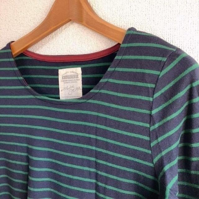 ◆定番!!ボーダーロンT◆ネイビー×グリーンL★レイヤードコーデ*秋コーデ♪ < 女性ファッション  ◆定番!!ボーダーロンT◆ネイビー×グリーンL★レイヤードコーデ*秋コーデ♪ < 女性ファッションの