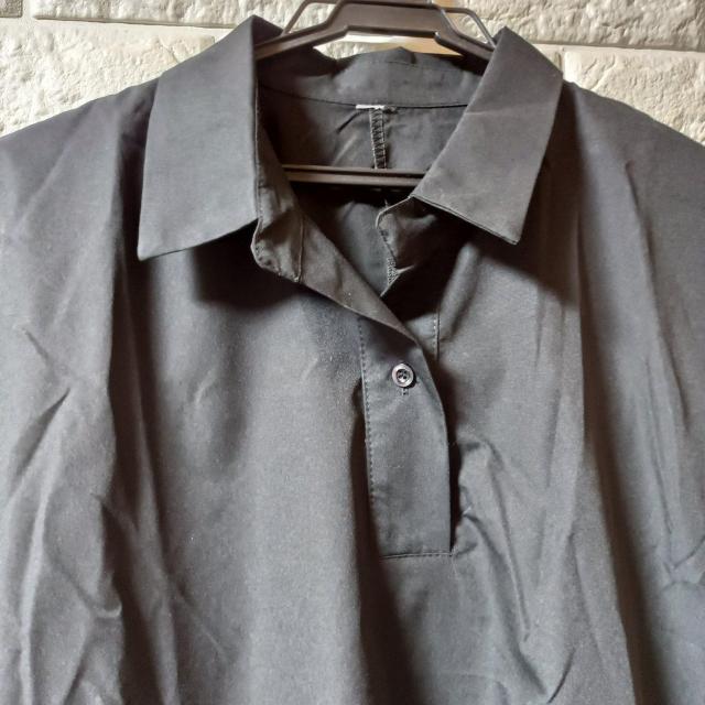 新品★シャツワンピ マキシ丈/ブラック/M < 女性ファッション  新品★シャツワンピ マキシ丈/ブラック/M < 女性ファッションの