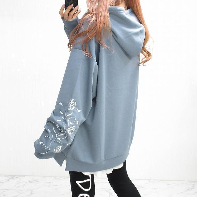 NEW最新bl/M/ローズ薔薇柄トライバル袖刺繍パーカー < 男性ファッション  NEW最新bl/M/ローズ薔薇柄トライバル袖刺繍パーカー < 男性ファッションの