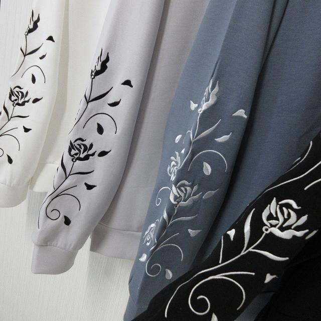 NEW最新bl/M/ローズ薔薇柄トライバル袖刺繍パーカー < 男性ファッション  NEW最新bl/M/ローズ薔薇柄トライバル袖刺繍パーカー < 男性ファッションの