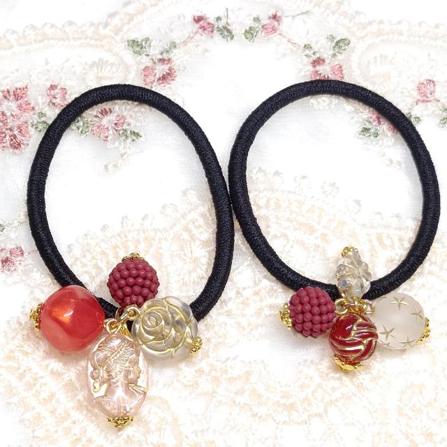 ハンドメイド☆ヘアゴム☆ビーズ☆2個セット < 女性ファッション ハンドメイド☆ヘアゴム☆ビーズ☆2個セット < 女性ファッションの