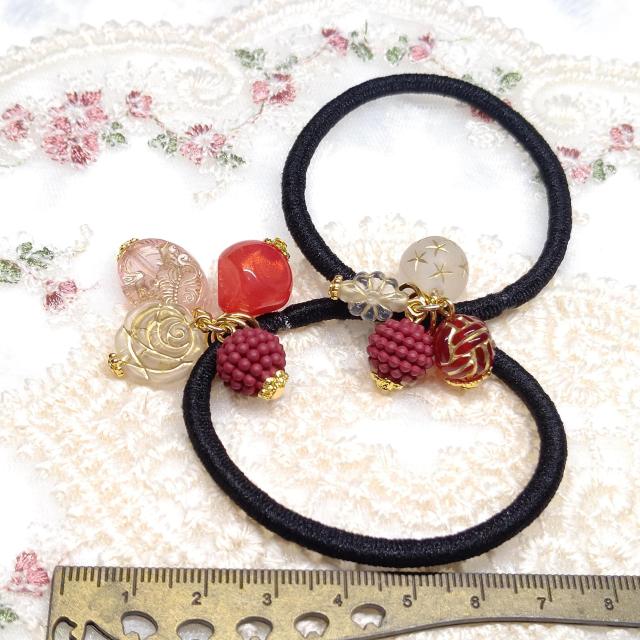 ハンドメイド☆ヘアゴム☆ビーズ☆2個セット < 女性ファッション ハンドメイド☆ヘアゴム☆ビーズ☆2個セット < 女性ファッションの