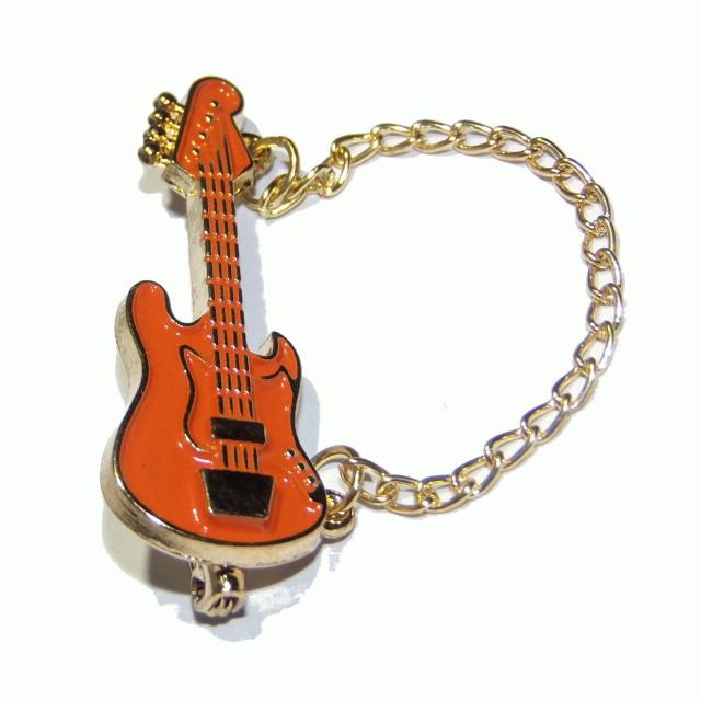 エレキギター ギター ベース エナメル バッジ ブローチ ピンバッジ オレンジ色 ストラップ < 男性アクセサリー/時計  エレキギター ギター ベース エナメル バッジ ブローチ ピンバッジ オレンジ色 ストラップ < 男性アクセサリー/時計の