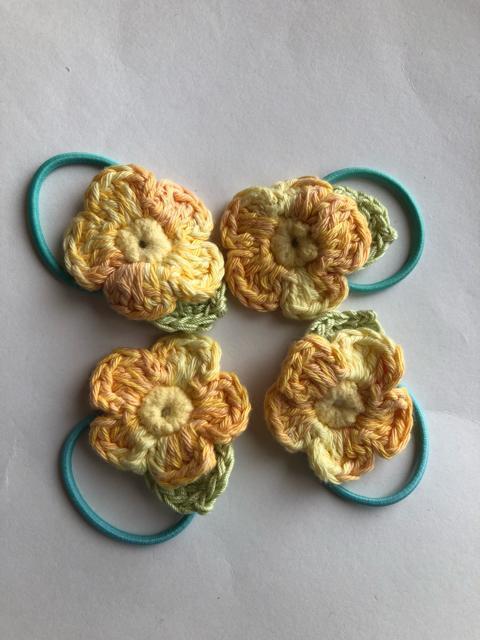 ハンドメイド ヘアゴム 黄色のお花 小さなお子様用 コットン < 女性ファッション  ハンドメイド ヘアゴム 黄色のお花 小さなお子様用 コットン < 女性ファッションの
