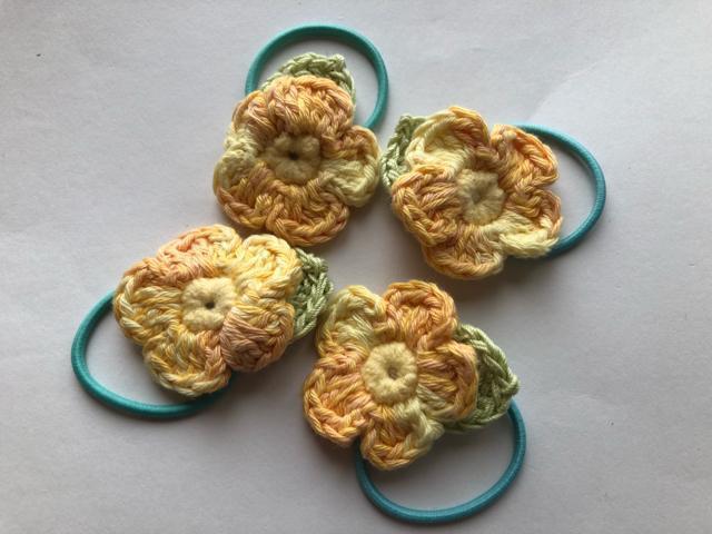 ハンドメイド ヘアゴム 黄色のお花 小さなお子様用 コットン < 女性ファッション  ハンドメイド ヘアゴム 黄色のお花 小さなお子様用 コットン < 女性ファッションの