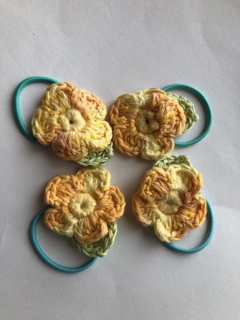 ハンドメイド ヘアゴム 黄色のお花 小さなお子様用 コットン < 女性ファッション  ハンドメイド ヘアゴム 黄色のお花 小さなお子様用 コットン < 女性ファッションの