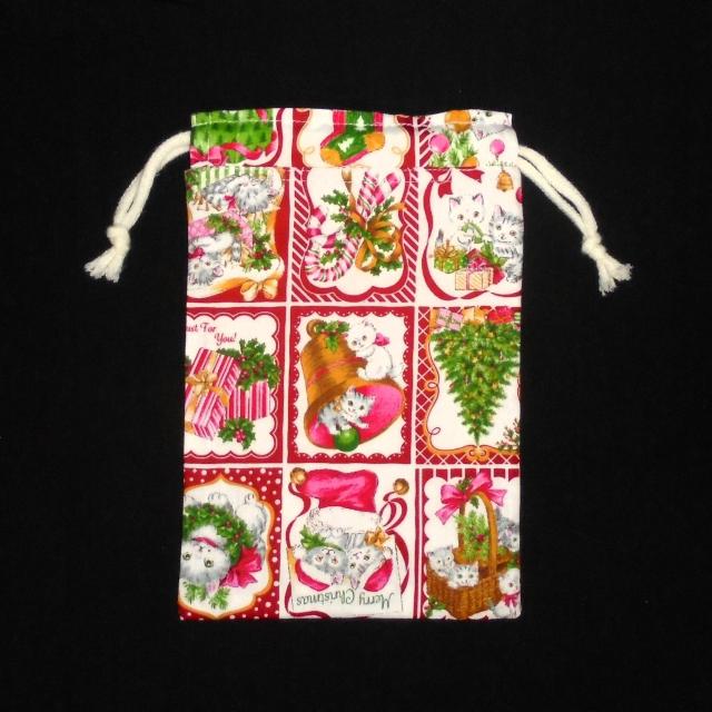 【マチなし巾着】◆Merry Christmas◆クリスマス子猫◆赤◆裏地あり巾着 < 女性ファッション 【マチなし巾着】◆Merry Christmas◆クリスマス子猫◆赤◆裏地あり巾着 < 女性ファッションの