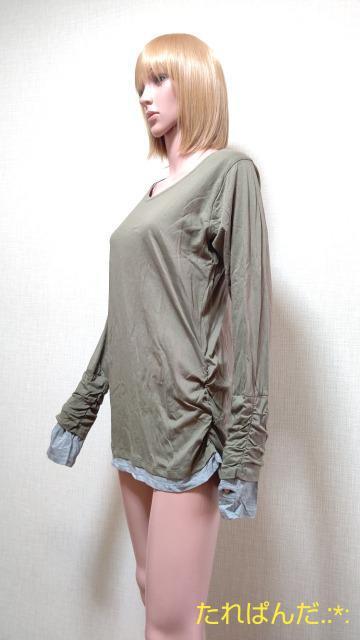 新品タグ付☆大きいLL☆LARU☆袖裾くしゅAレイヤード調のカットソーT257☆3点で即落 < 女性ファッション  新品タグ付☆大きいLL☆LARU☆袖裾くしゅAレイヤード調のカットソーT257☆3点で即落 < 女性ファッションの