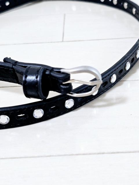 細ベルト 黒 ラインストーン キラキラ < 女性ファッション  細ベルト 黒 ラインストーン キラキラ < 女性ファッションの