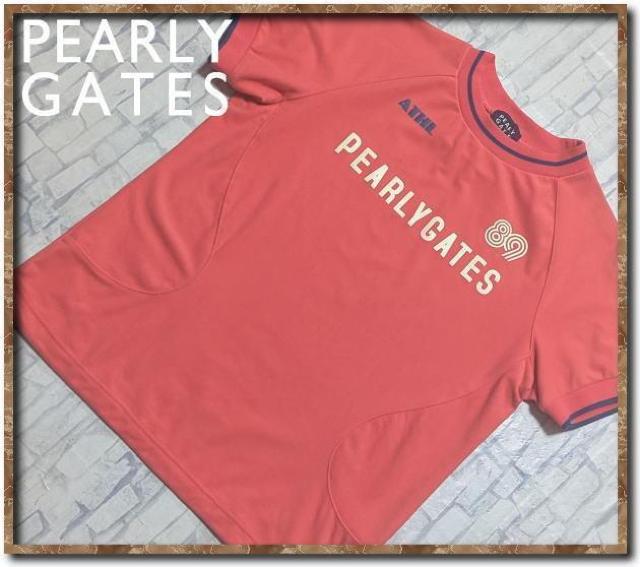 パーリーゲイツ プリント入りナイロンカットソー ピンク < ブランド パーリーゲイツ プリント入りナイロンカットソー ピンク < ブランドの