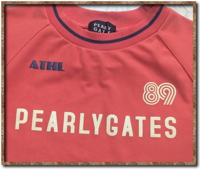 パーリーゲイツ プリント入りナイロンカットソー ピンク < ブランド パーリーゲイツ プリント入りナイロンカットソー ピンク < ブランドの