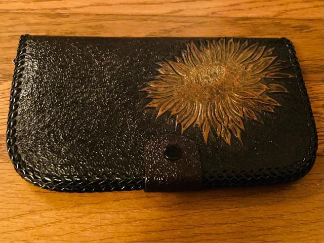レザー 本革 カービング 財布 ウォレット 花 ひまわり? 向日葵? ビンテージ ラージサイズ レザークラフト < 男性ファッション  レザー 本革 カービング 財布 ウォレット 花 ひまわり? 向日葵? ビンテージ ラージサイズ レザークラフト  < 男性ファッションの