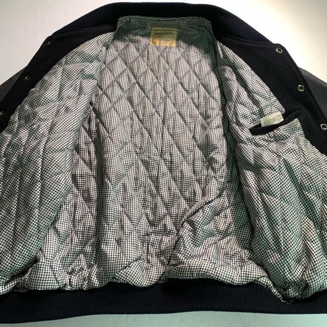 MEN'S BA-TSU スタジャン 袖牛革 ビンテージ ブルゾンア M〜L 黒 アーチロゴ アウター ジャンパー < 男性ファッション MEN'S BA-TSU スタジャン 袖牛革 ビンテージ ブルゾンア M〜L 黒 アーチロゴ アウター ジャンパー < 男性ファッションの