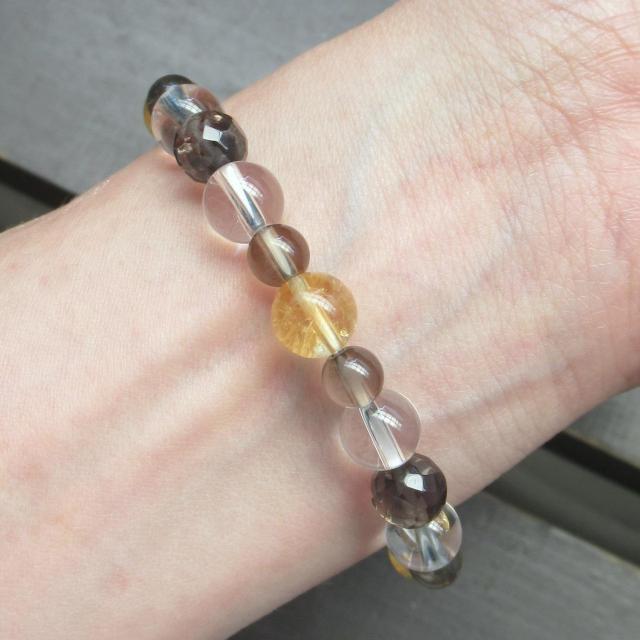黄水晶xスモーキークォーツx水晶ブレスレット < 男性アクセサリー/時計 黄水晶xスモーキークォーツx水晶ブレスレット < 男性アクセサリー/時計の