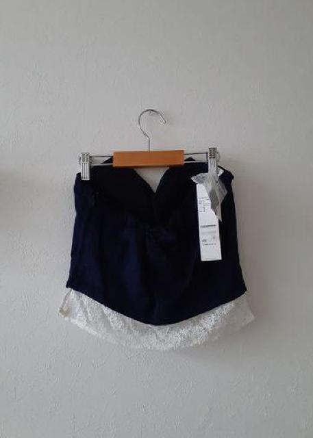 新品■SPIRALGIRL 定価4900円◆コットンデニム レース ベアトップ F◆デニムブルー < ブランド  新品■SPIRALGIRL 定価4900円◆コットンデニム レース ベアトップ F◆デニムブルー < ブランドの