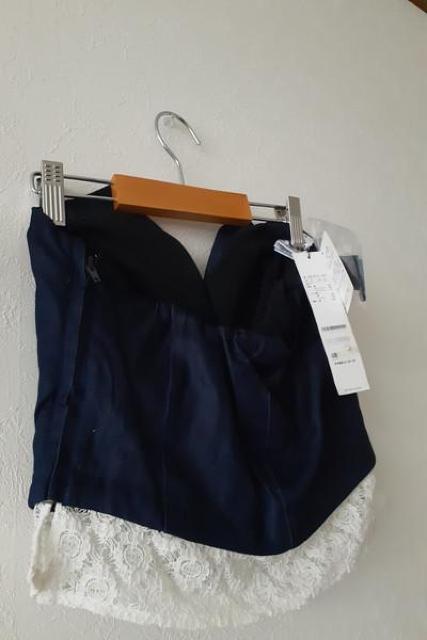 新品■SPIRALGIRL 定価4900円◆コットンデニム レース ベアトップ F◆デニムブルー < ブランド  新品■SPIRALGIRL 定価4900円◆コットンデニム レース ベアトップ F◆デニムブルー < ブランドの