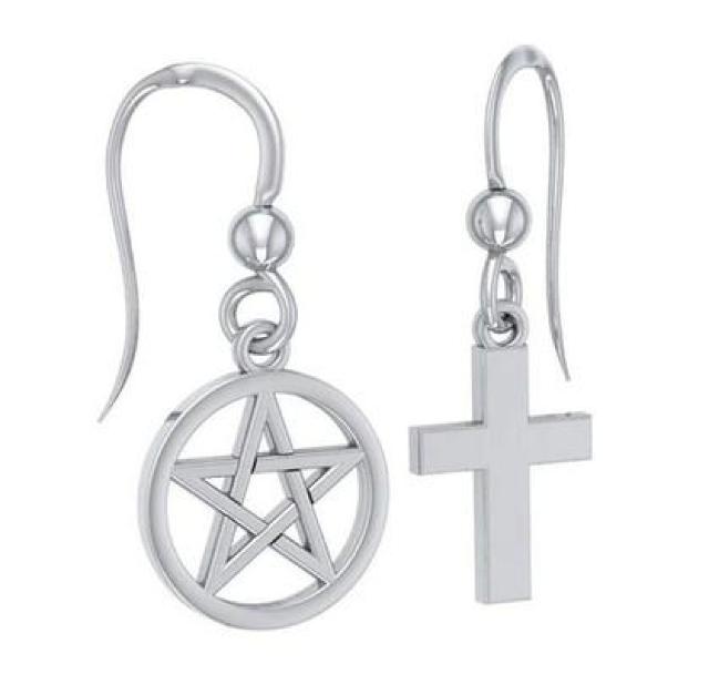 PS: Pentacle & Cross Earrings Silver925   ANZT[/v 