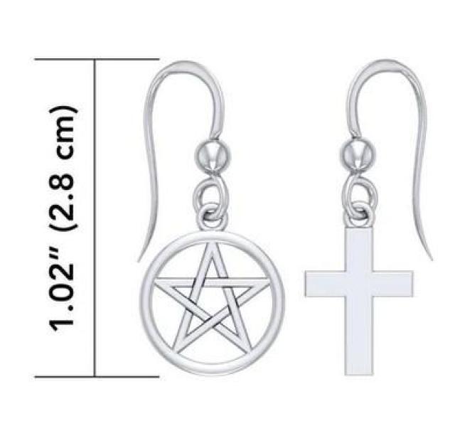 PS: Pentacle & Cross Earrings Silver925  ANZT[/v 
