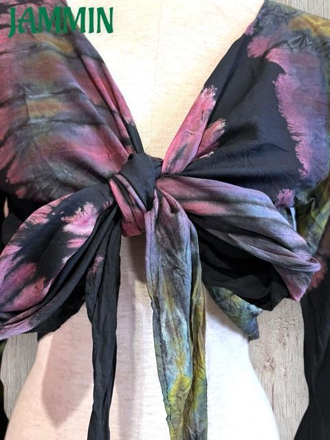 タイダイフレア袖ボレロ アジアン エスニック ヒッピー チョリ 個性派 < 女性ファッション  タイダイフレア袖ボレロ アジアン エスニック ヒッピー チョリ 個性派 < 女性ファッションの