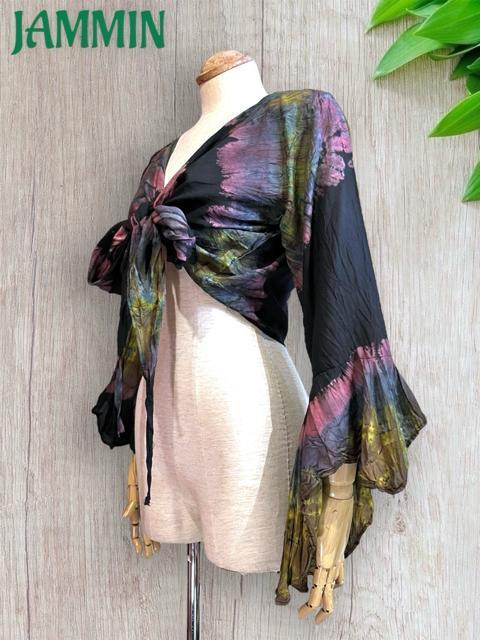 タイダイフレア袖ボレロ アジアン エスニック ヒッピー チョリ 個性派 < 女性ファッション  タイダイフレア袖ボレロ アジアン エスニック ヒッピー チョリ 個性派 < 女性ファッションの