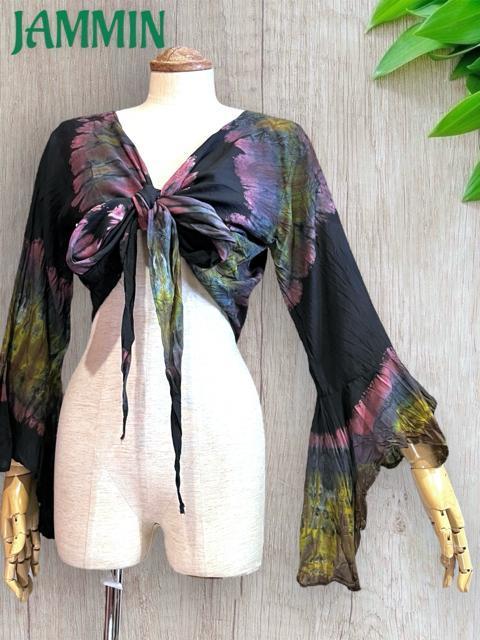 タイダイフレア袖ボレロ アジアン エスニック ヒッピー チョリ 個性派 < 女性ファッション  タイダイフレア袖ボレロ アジアン エスニック ヒッピー チョリ 個性派 < 女性ファッションの