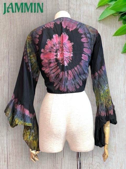 タイダイフレア袖ボレロ アジアン エスニック ヒッピー チョリ 個性派 < 女性ファッション  タイダイフレア袖ボレロ アジアン エスニック ヒッピー チョリ 個性派 < 女性ファッションの