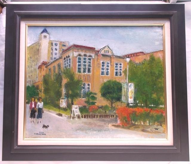 ●油彩画 金山ヒロシ【女子大学-】『F12号』新額付き大作★洋風建築のノスタルジックな風景 < ホビー ●油彩画 金山ヒロシ【女子大学-】『F12号』新額付き大作★洋風建築のノスタルジックな風景 < ホビーの