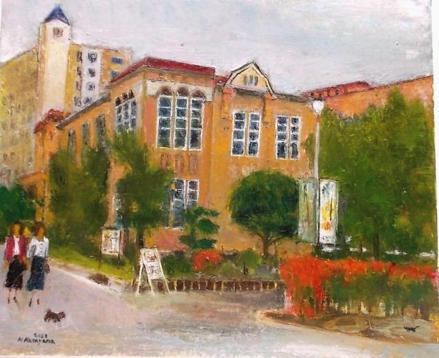 ●油彩画 金山ヒロシ【女子大学-】『F12号』新額付き大作★洋風建築のノスタルジックな風景 < ホビー ●油彩画 金山ヒロシ【女子大学-】『F12号』新額付き大作★洋風建築のノスタルジックな風景 < ホビーの