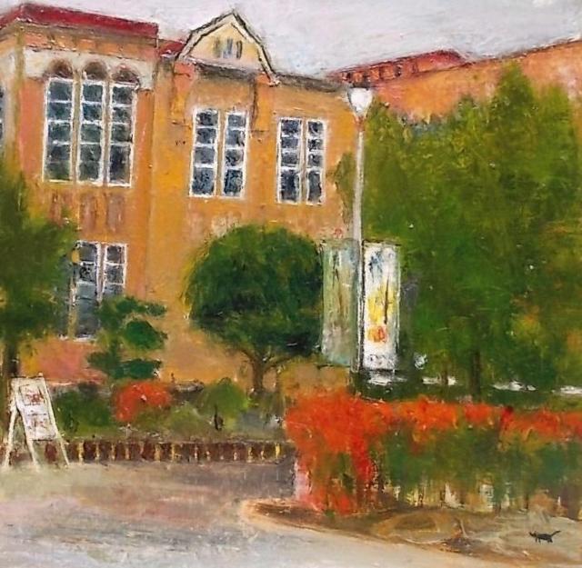 ●油彩画 金山ヒロシ【女子大学-】『F12号』新額付き大作★洋風建築のノスタルジックな風景 < ホビー ●油彩画 金山ヒロシ【女子大学-】『F12号』新額付き大作★洋風建築のノスタルジックな風景 < ホビーの