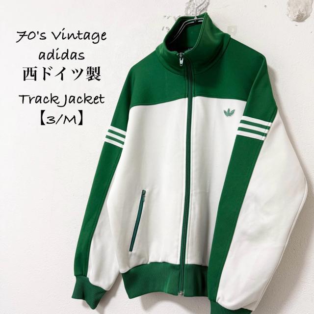 70s★西ドイツ製★デサント★Old adidas/オールド アディダス★トラックジャケット/ジャージ★緑×白/生成り★M < 男性ファッション 70s★西ドイツ製★デサント★Old adidas/オールド アディダス★トラックジャケット/ジャージ★緑×白/生成り★M < 男性ファッションの