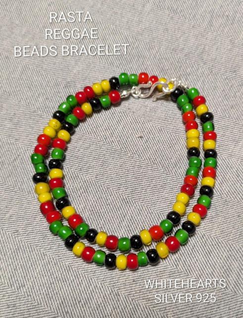 ラスタカラー★レゲエ★2重巻きブレスレット★ホワイトハーツ★SLV925★ビーズブレスレット★アンクレット★新品未着用★送料無料 < 男性アクセサリー/時計 ラスタカラー★レゲエ★2重巻きブレスレット★ホワイトハーツ★SLV925★ビーズブレスレット★アンクレット★新品未着用★送料無料 < 男性アクセサリー/時計の