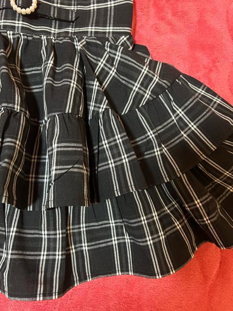 ブラックチェック柄 パール装飾ベルト2段フリルミニスカート 新品未使用タグ付き < 女性ファッション ブラックチェック柄 パール装飾ベルト2段フリルミニスカート 新品未使用タグ付き < 女性ファッションの