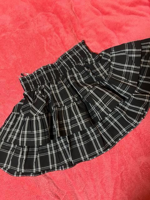 ブラックチェック柄 パール装飾ベルト2段フリルミニスカート 新品未使用タグ付き < 女性ファッション ブラックチェック柄 パール装飾ベルト2段フリルミニスカート 新品未使用タグ付き < 女性ファッションの