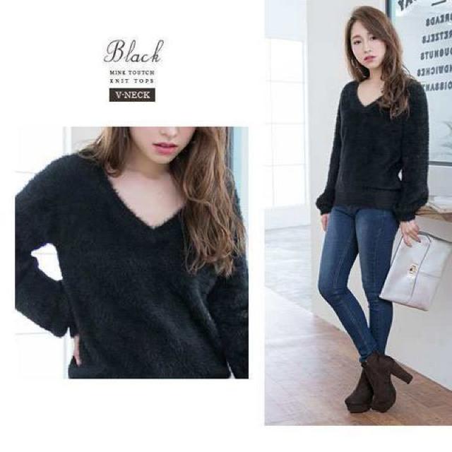 夢展望★ふわふわ しっとり ミンクタッチ ニット【Vネック】 < ブランド 夢展望★ふわふわ しっとり ミンクタッチ ニット【Vネック】 < ブランドの