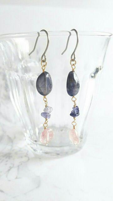 14kgf*アイオライトとピンクエピのピアス*18039 < 女性アクセサリー/時計 14kgf*アイオライトとピンクエピのピアス*18039 < 女性アクセサリー/時計の