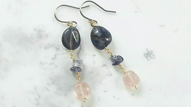 14kgf*アイオライトとピンクエピのピアス*18039 < 女性アクセサリー/時計 14kgf*アイオライトとピンクエピのピアス*18039 < 女性アクセサリー/時計の