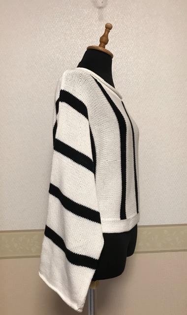 SISLEY 未使用 タグ付き フレアー袖  短ニット 黒白 < 女性ファッション  SISLEY 未使用 タグ付き フレアー袖  短ニット 黒白 < 女性ファッションの